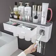 Dyiom Wall Mounted Toothbrush Holders With Toothpaste Dispenser for Bathrooms