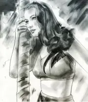 Tula Lotay Signed Original Charcoal Artwork of Famed Actress Veronica Lake RARE