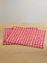 [La DoubleJ] La DoubleJ - Set Of Two Printed Linen Placemats - Red - One size One size Red