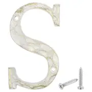 House Address Letter, 5.5 Inch Cast Iron Vintage Letter-S for Sign, White & Gold