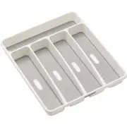 Madesmart 5-Compartment Cutlery Tray w/ Silicone Lining Kitchen Organiser White