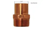 Libra Supply 1-1/2 inch, 1-1/2'' Copper Pressure Male Fitting Adapter, FTG x MIP