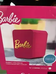 BARBIE Pink 6 Can Personal Mini Fridge Thermoelectric Cooler Mattel 4L Open Box