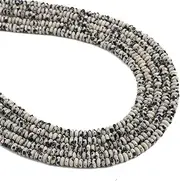 BEADIA Natural Dalmatian Stone Spacer Beads Caps Rondelle Disk Loose Beads for Beading Jewelry Making 4mmx2mm 38cm