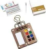 Watercolor Travel Set, 8/15 Grid Mini Watercolor Paint Set, Portable Wooden Paint Box, Paint Palette Travel Kit with Clip & 12/24-Colors Pigment, Unleash Creativity Anywhere(8 grids Set)