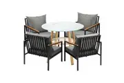 Livsip 5 Piece Outdoor Dining Setting Table w/Storage Shelf