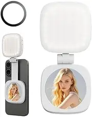 Magnetic Selfie Light, [48 LEDs] Portable Phone Light with a Mirror, Folding LED Phone Fill Ring, Camera Light for Selfies, Video Conference