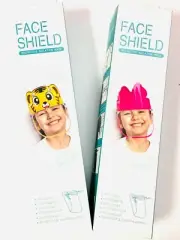 Kids Full Face Shield Mask 2 PACK Plastic Visor Clear Reusable Boys Girls Hat