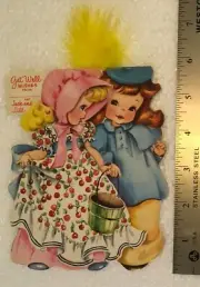 1949 STORYLAND PAPER DOLL GET WELL CARD FROM JACK & JILL UNUSED C12