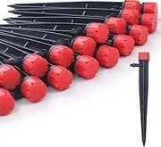 La Farah 100pcs Drip Irrigation Emitters for 1/4" Drip Irrigation Tubing,Adjustable 360 Degree Water Flow Drippers on 5" Arrow Stake, Garden Irrigation Drippers for (4-7mm) Watering System Kit