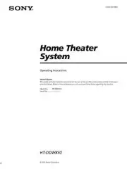 Sony HT-DDW830 Home Theater System Owners Manual
