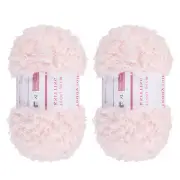 2pcs Fur Yarn Polyester Yarn Fluffy Chunky Yarn Light Pink for Crocheting,50m