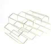 7 Bottle Double Layer Wine Rack Stylish Metal Freestanding Wine Storage Stand Geometric Design for Indoor Outdoor Use for Office Golden Finish