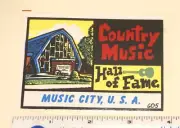 Sticker Country Music Hall of Fame Music City USA Water Slip Off Decal