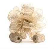 Holiday Tree Topper Bow - Tree Top Bow Champagne Glitter Mesh