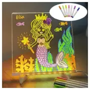 LED Lamp Acrylic Message Note Board Erasable USB Drawing Board Kids Gift +7 Pens