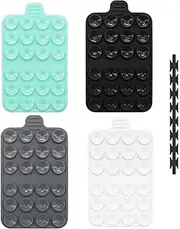 (4 Packs) Silicone Suction Cup Phone Case Mount Double,Hands-Free Silicon Sticky Phone Grip with Higher Suction Power for Cell Phone