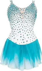 [Zagitova] Ice Figure Skating Dress for Girls Open Back Women Patchwork Competition Dance Outfits with Shiny Rhinestone