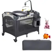 4-in-1 Baby Bassinet & Co-Sleeper Cot, Portable Changing Station with Music Box,