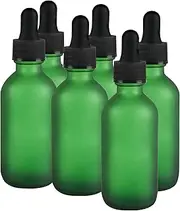 NOOEEISS 6 Pcs, 2oz Dropper Bottle, Green Glass Eye Dropper Bottle, Tincture Bottles with Dropper, Pretty Finish, Leak-Proof Design, Stronger Suction for All Kinds of Mixed Liquids