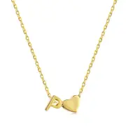 ANYCO Necklace 925 Silver for Women Elegant Letter P Heart Pendant Cubic Zirconia 5A Gold Platting 18K Jewelry