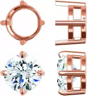 14K Solid Rose Gold Slide Pendant Setting Round Solitaire Mounting 4mm-12mm