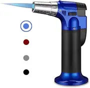 Butane Torch, ibforcty Refillable Culinary Cooking Torch Kitchen Blow Torch Lighter with Safety Lock Adjustable and Lock Flame (Butane Gas not Included) (Blue)