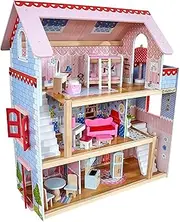 KidKraft Chelsea Cottage Wooden Dolls House with Furniture and Accessories Included, Play Set for Miniature Dolls, Dollhouse for Mini Dolls, Kids' Toys, 65054