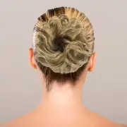 Women Wig Gold Natural Girl Hair Bun Curly Ponytail Hairpiece Ladies Teased Wig.