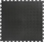 Garage Floor 18 x 18 inch Square Plastic Coin Top Interlocking Floor Tiles for Home Gym, Garage Flooring, Trade Show Flooring, Basement Tiles, 8 Pack (Black)