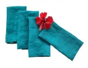 Linen Napkins –100% French Flax – Stonewashed Pure Linen Cloth Tropical Teal