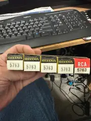 5763 (4) SYLVANIA (1) RCA SLEEVE OF (5) N.O.S. TUBES