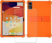 FZZSZS Case for MEIZE D115 Tablet + Tempered Glass Screen Protector Protective Film,Soft Gel Orange Shell Silicone Tablet Cover for MEIZE D115 (10.1")