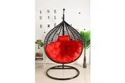 Egg Chair Hanging- Black Basket & Red Cushion