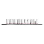 KINCROME 10PC 3/8" Square Drive IMPERIAL 12 Point Socket Set w/ Clip Rail K2173
