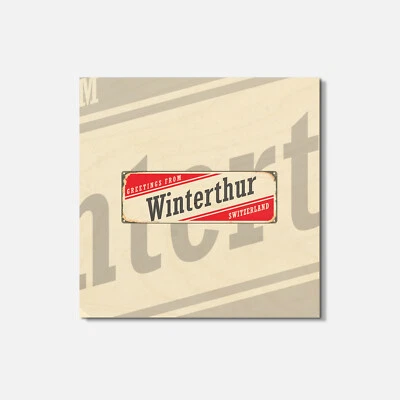 Winterthur Retro Travel Tin Sign 4'' X 4'' Square Wooden Coaster