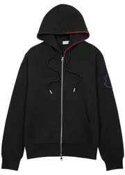 Moncler Logo-embroidered Hooded Cotton Sweatshirt - Black - M M