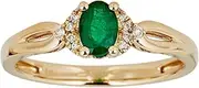 [Gin & Grace] Women's 10K Yellow Gold Natural Zambian Emerald Ring With Natural Diamonds Oval-Cut Emerald Ring (GJ17655R-EM-7-P)