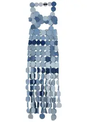 A.W.A.K.E Mode Laser-cut Denim Maxi Dress - Blue - 8 8