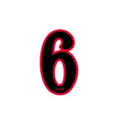 Haro - Early plate number #6 decal - Black Red - Old school bmx