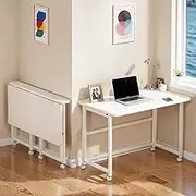 EqiEch Folding Desk Small Rolling Desk Foldable Computer Desk for Small Spaces, Easy Assemble