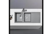 1160x500mm Double Bowls Drainer Board Granite Kitchen Laundry Sink Top/Flush Mount Concrete Grey