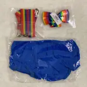 Baby Boy Cake Smash Outfit (Rainbow/ Colorful/ Blue) Suspenders Bowtie Birthday