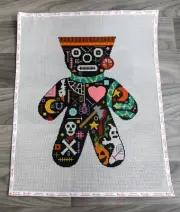 LARGE LYCETTE HALLOWEEN VOODOO DOLL 10.25"X14" NEEDLEPOINT CANVAS CROSS STITCH