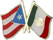 [Pinstant] Puerto Rico Rican Mexico Mexican National Flag Crossed Flags Friendship Love Alliance Allies 1" Enamel Pin, 1 Inch, Enamel, enamel