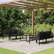 Patio Sets 5 Piece Garden Lounge Set with Cushions Aluminium Anthracite