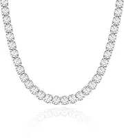 KissYan Tennis Necklace for Women, 14K/White Gold Plated Diamond Cubic Zirconia Baguette Tennis Chain Chunky Choker Necklace Dainty Jewelry Gifts