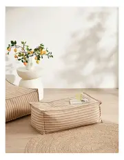 [Cadence & Co.] Oscar Faux Linen Ottoman Bean Bag Cover in Natural