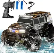 Amphibious Remote Control Car Waterproof Monster RC Cars 4WD All Terrain Off-Road Stunt Vehicle Toys with 2.4 GHz LED Lights for 6 7 8 9 10 11 12+ Year Old Kids Boys Girls Gifts Presents (Police)
