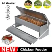 Automatic Chicken Feeder Auto Coop Chick Poultry Galvanized Treadle Self Opening